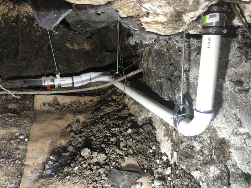 Main line repair being performed on a residential drain line