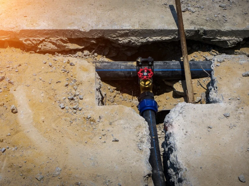 Technician performing slab leak repair on a home foundation
