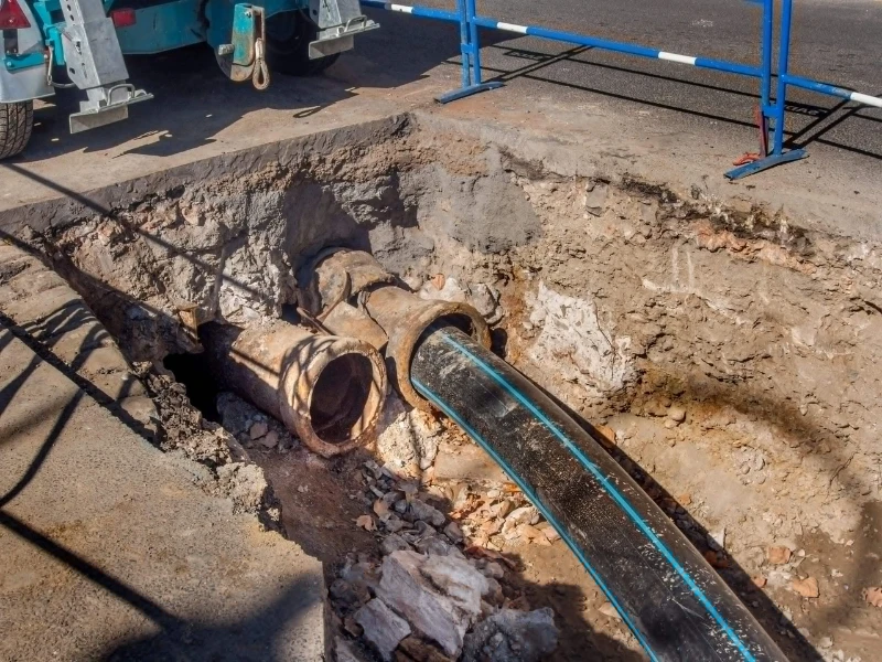 Trenchless sewer repair process with minimal excavation