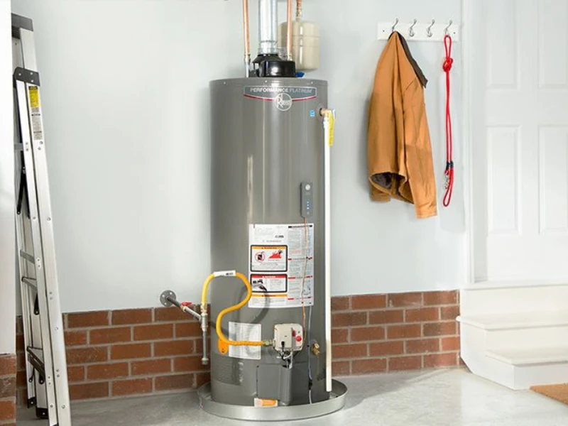 New water heater installed and connected in a home
